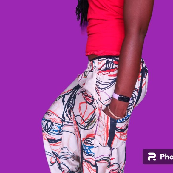 Temu geometric graphic long pants with pockets in tan and various colors size XL - Picture 3 of 8